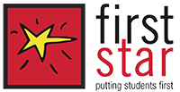 First Star logo featuring yellow star on red background with 'putting students first' tagline in black and red text